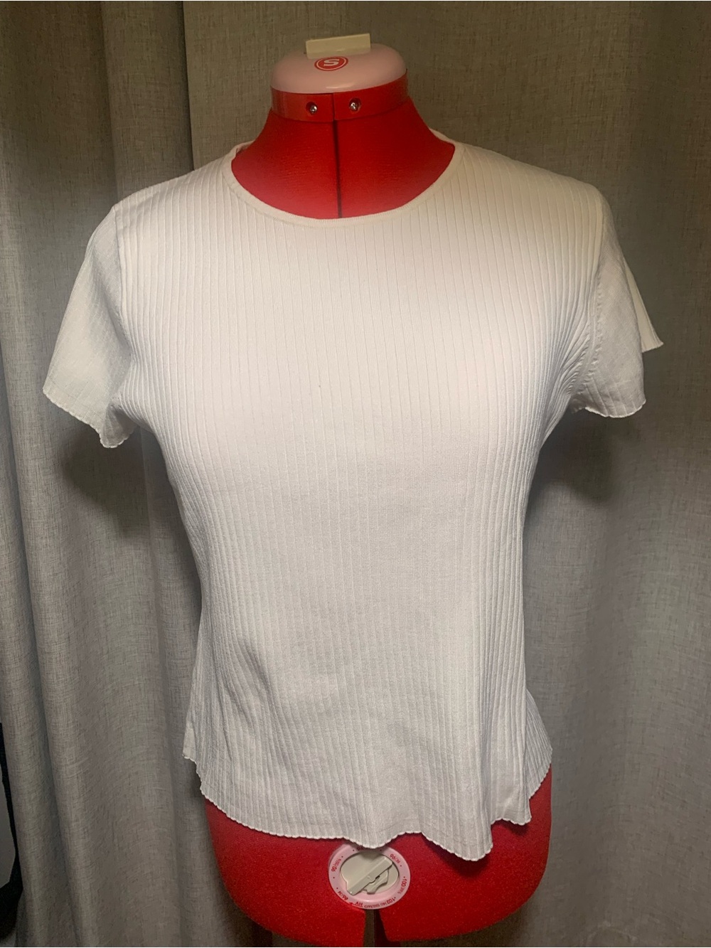august silk White Ribbed Short-Sleeve Crew Neck Top
